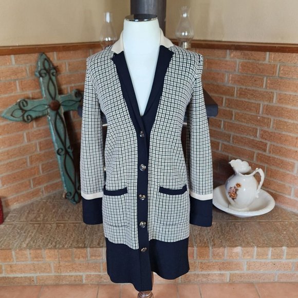 Ann Taylor Black and White Checkered Cardigan - Picture 1 of 5